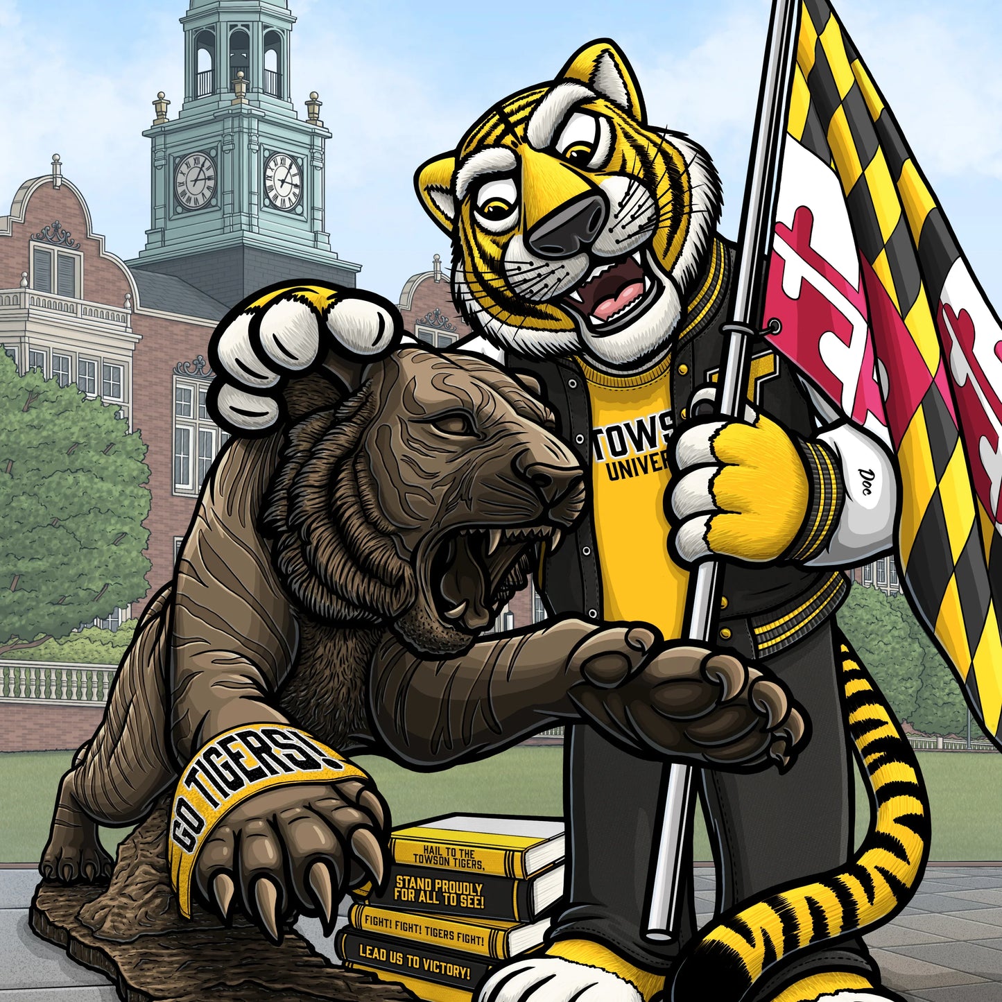 "Fight! Fight! Tigers Fight!" Towson University Limited Edition Print - Nick Fasnacht Illustration & Design