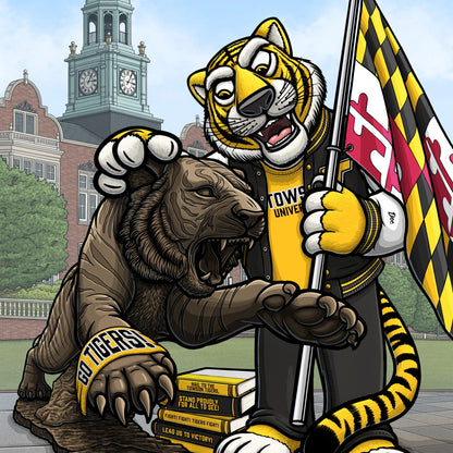 "Fight! Fight! Tigers Fight!" Towson University Limited Edition Print - Nick Fasnacht Illustration & Design