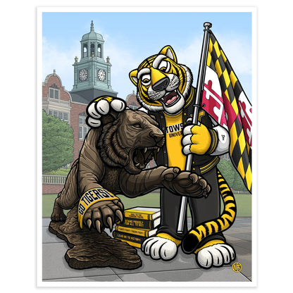 "Fight! Fight! Tigers Fight!" Towson University Limited Edition Print - Nick Fasnacht Illustration & Design
