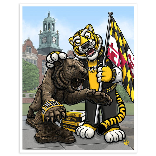 "Fight! Fight! Tigers Fight!" Towson University Limited Edition Print - Nick Fasnacht Illustration & Design