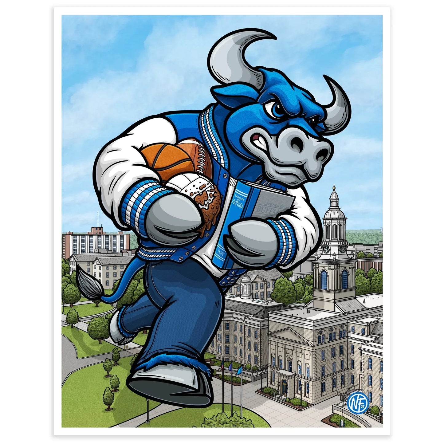 "The Bulls" University at Buffalo Limited Edition Print - Nick Fasnacht Illustration & Design