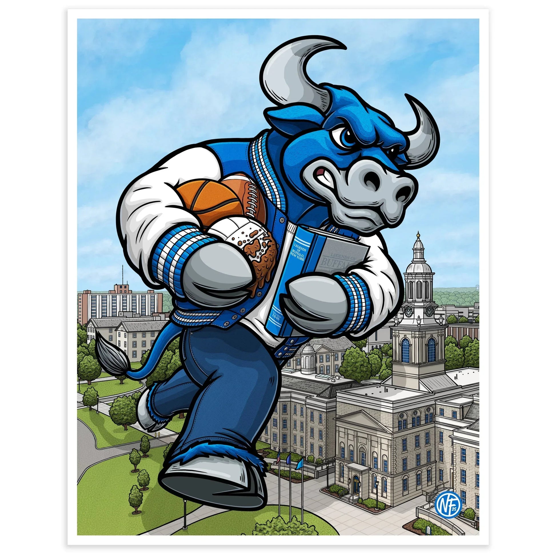 "The Bulls" University at Buffalo Limited Edition Print - Nick Fasnacht Illustration & Design