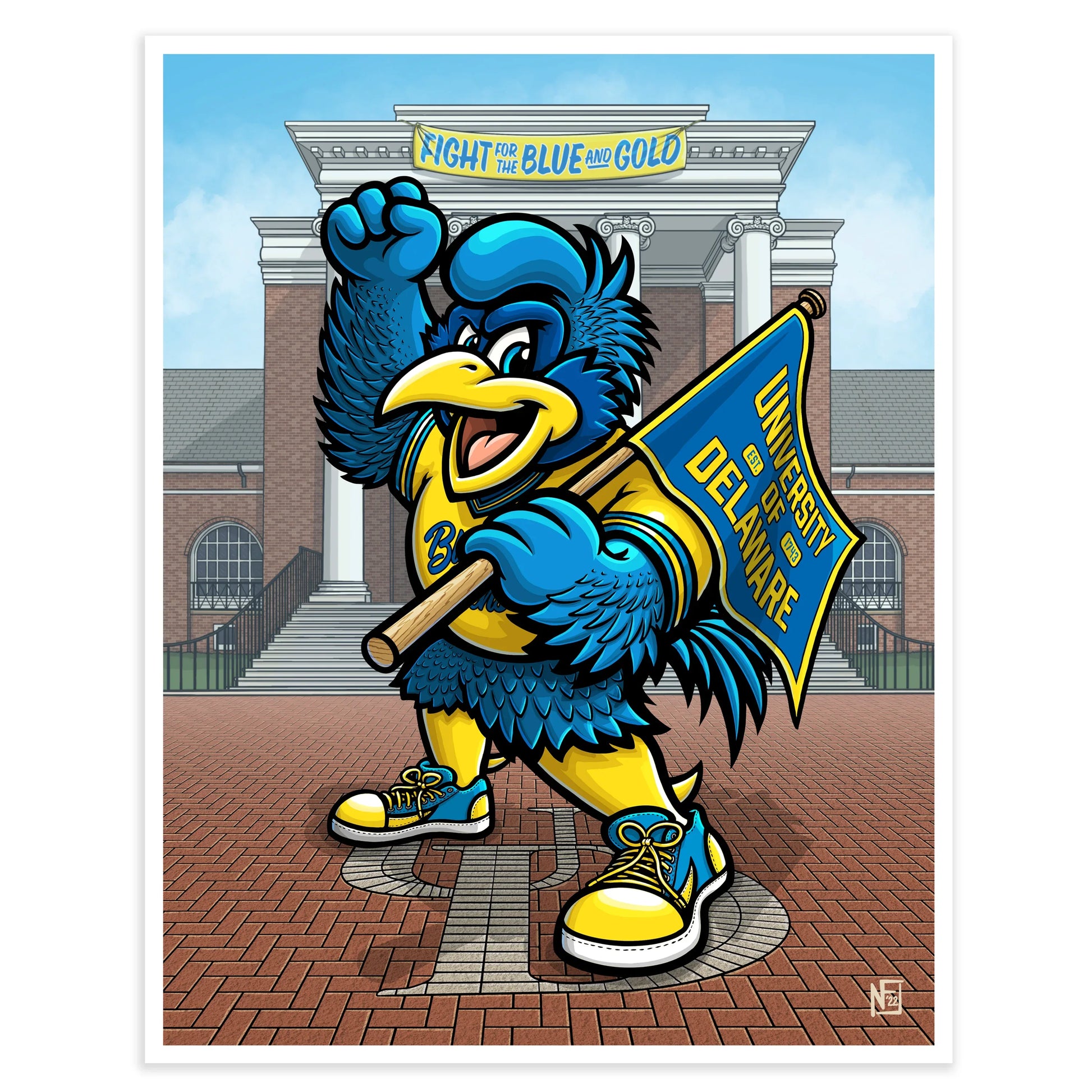 "Fight for the Blue and Gold" University of Delaware Limited Edition Print - Nick Fasnacht Illustration & Design