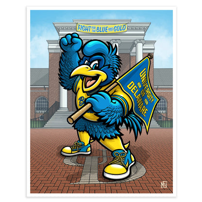 "Fight for the Blue and Gold" University of Delaware Limited Edition Print - Nick Fasnacht Illustration & Design