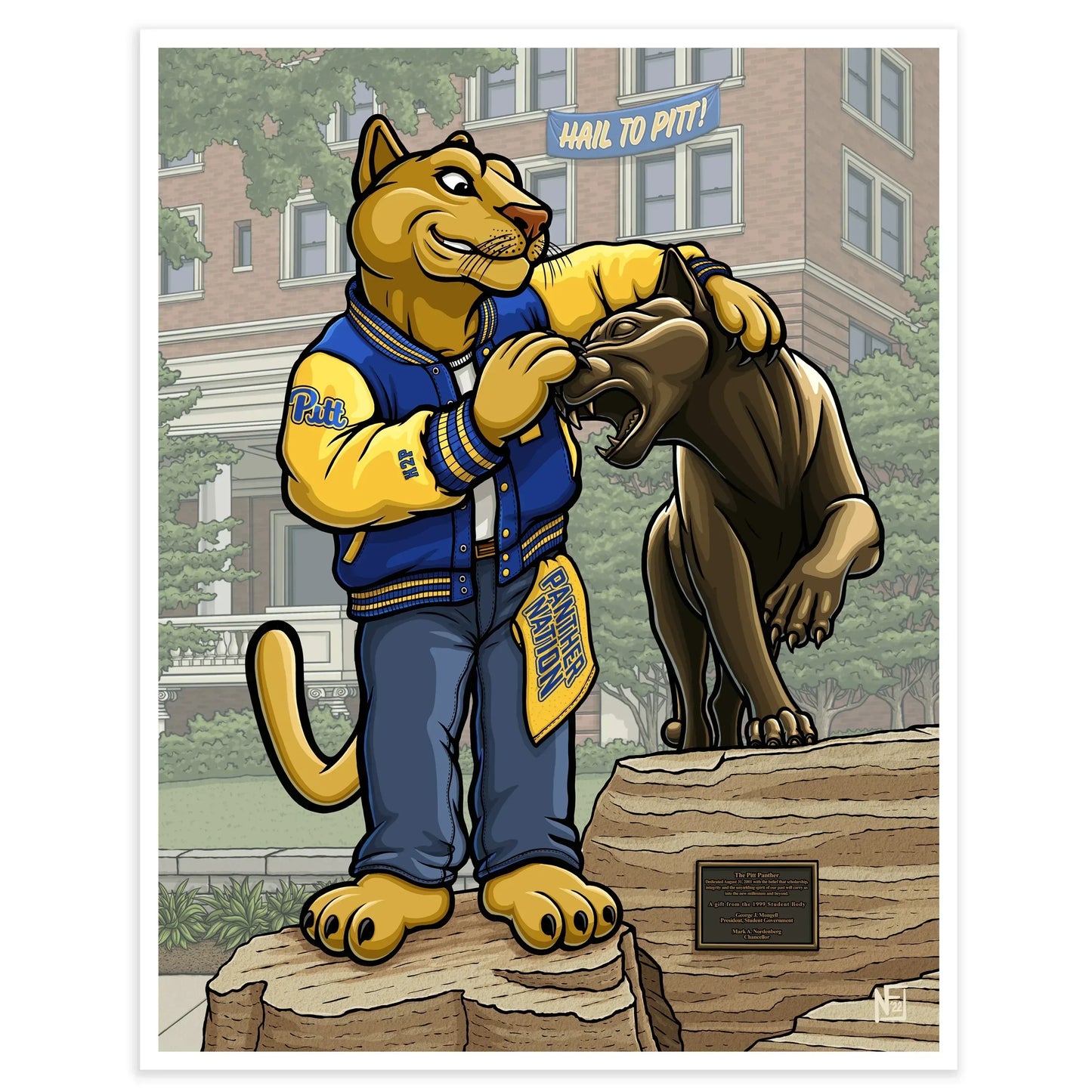 "Hail to Pitt" University of Pittsburgh Limited Edition Print - Nick Fasnacht Illustration & Design